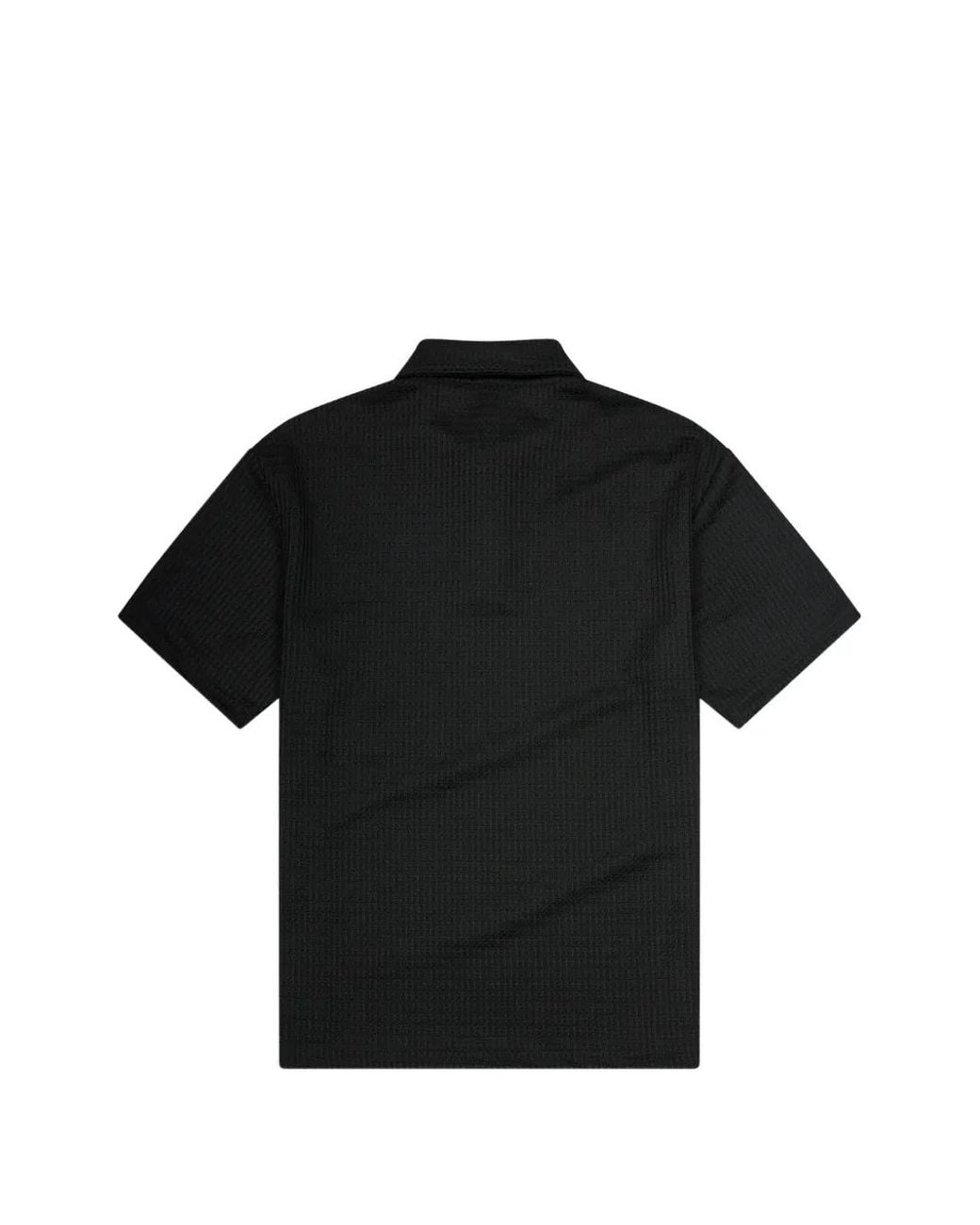 KROST Black Rib-Knit Short-Sleeve Polo Shirt for men