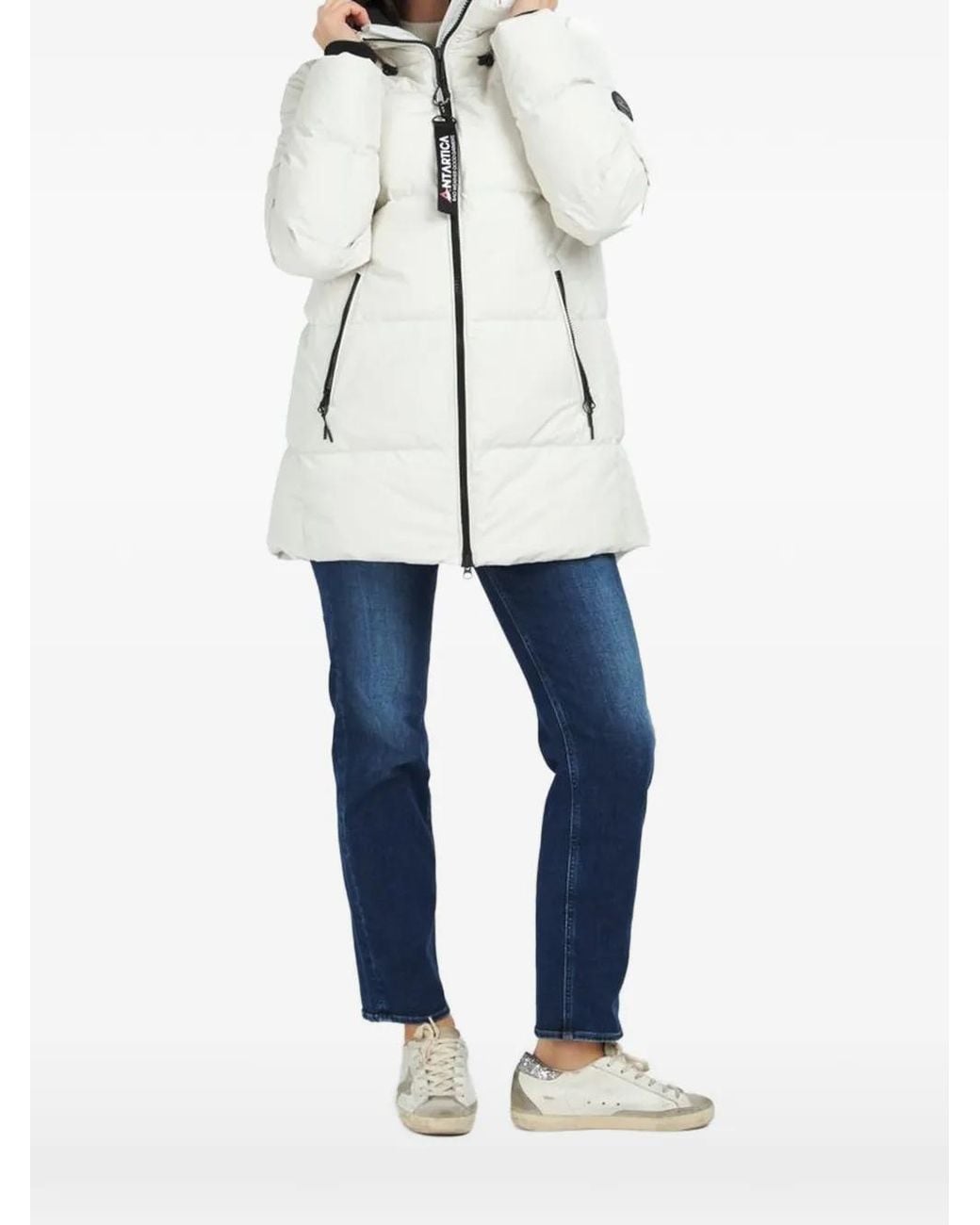 Antartica White Marit Quilted Hooded Jacket
