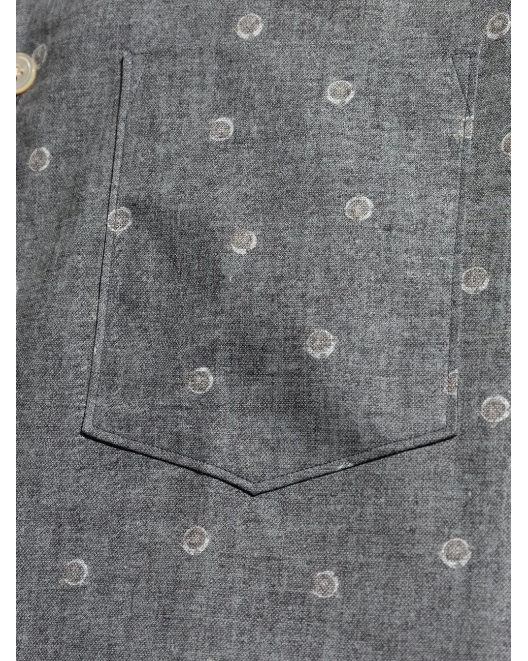 Eleventy Gray Collared Polka Dot Shirt for men