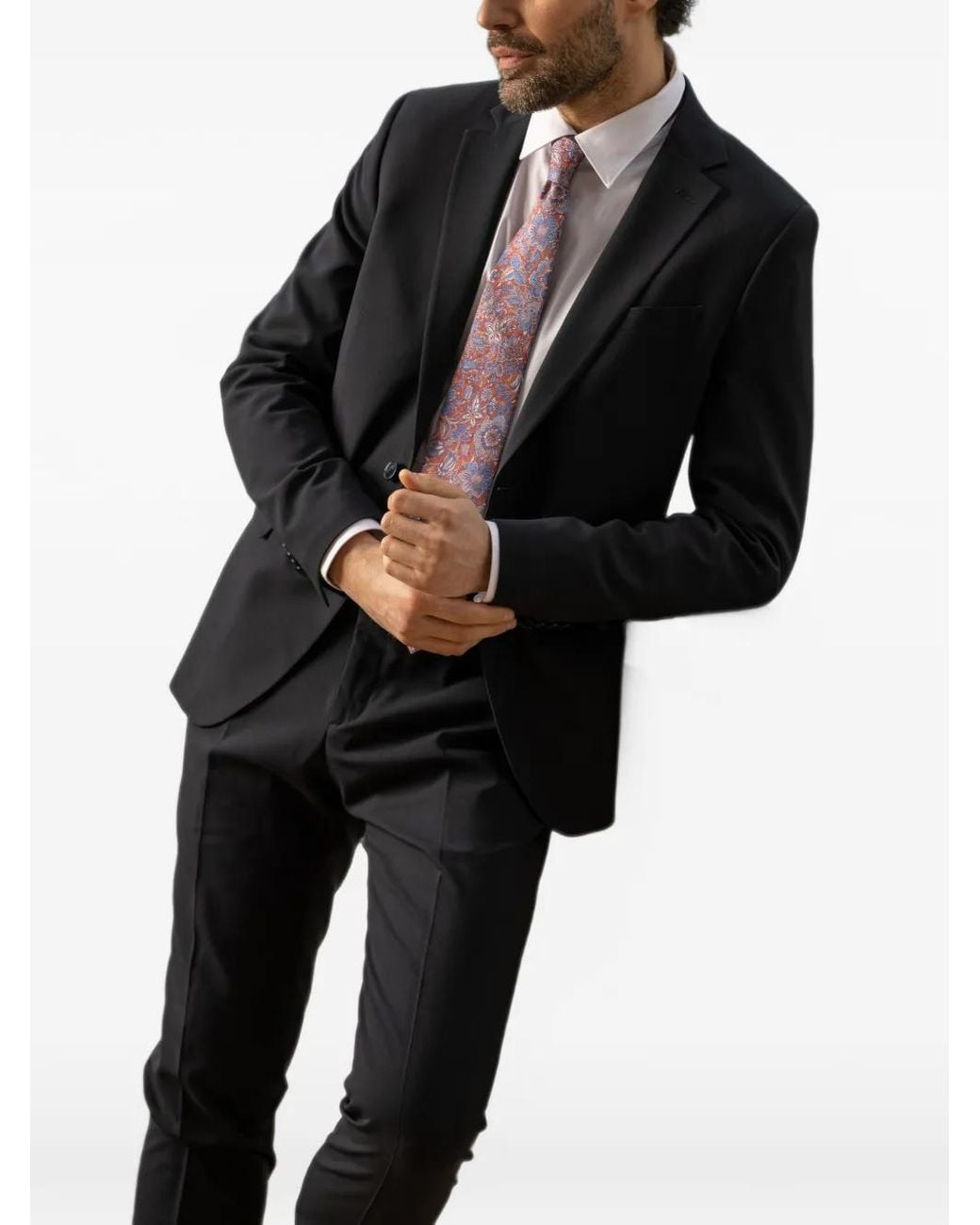 Elizabetta Black Catania Floral-Print Tie for men