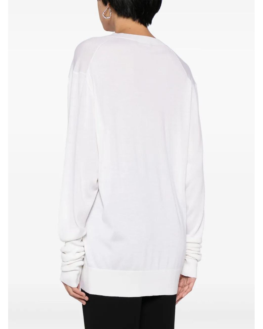 Fabiana Filippi White V-Neck Fine-Knit Jumper