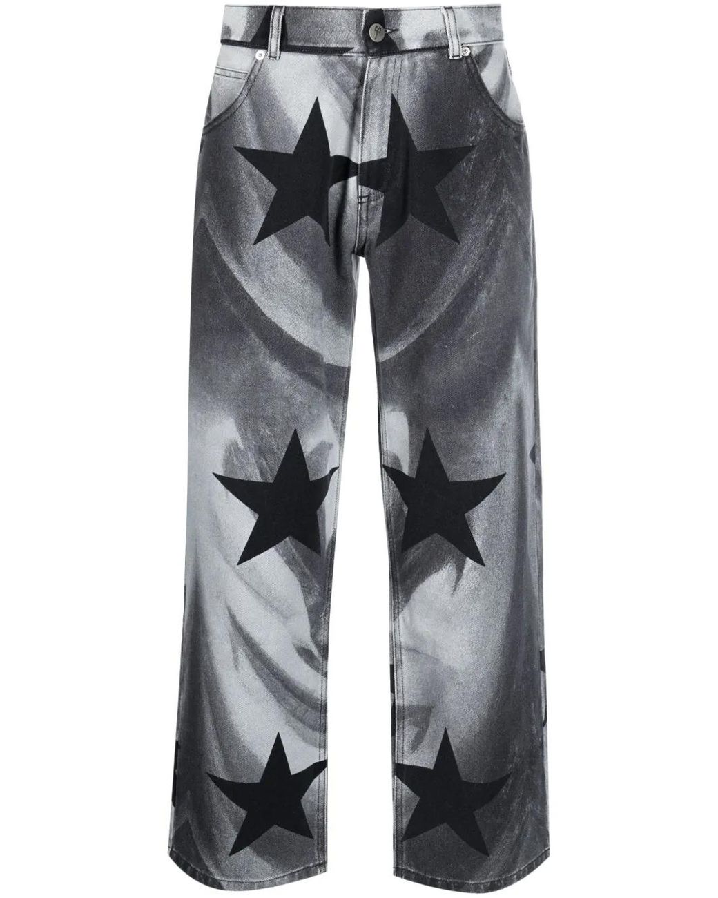 Liberal Youth Ministry Gray Photograph-Print Cotton Cropped Jeans for men