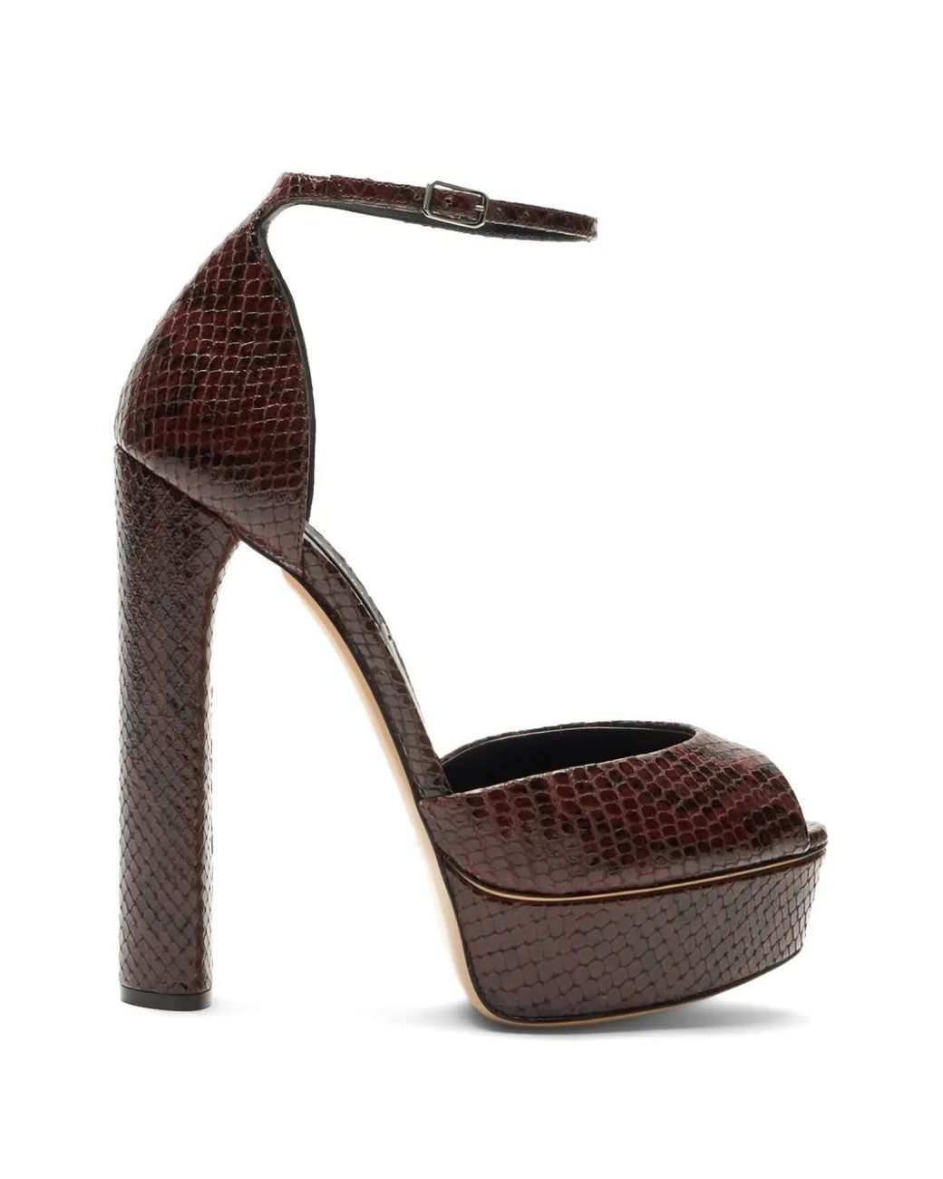 Casadei Brown Flora Python-Effect Platform Sandals