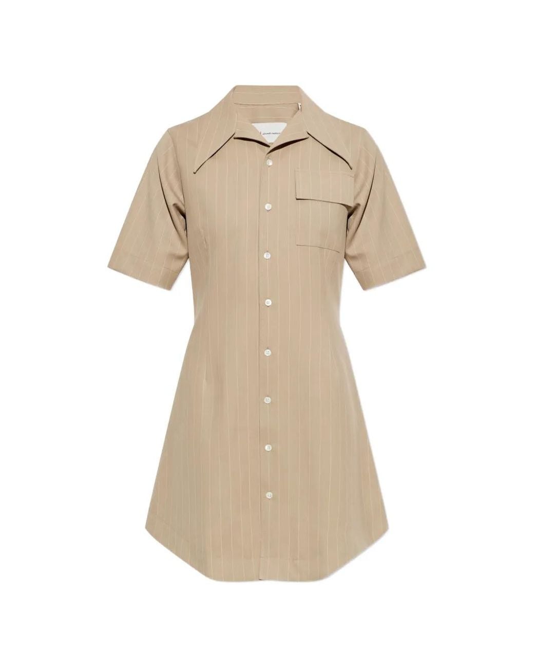 AMI Natural Pinstripe-Pattern Wool Dress