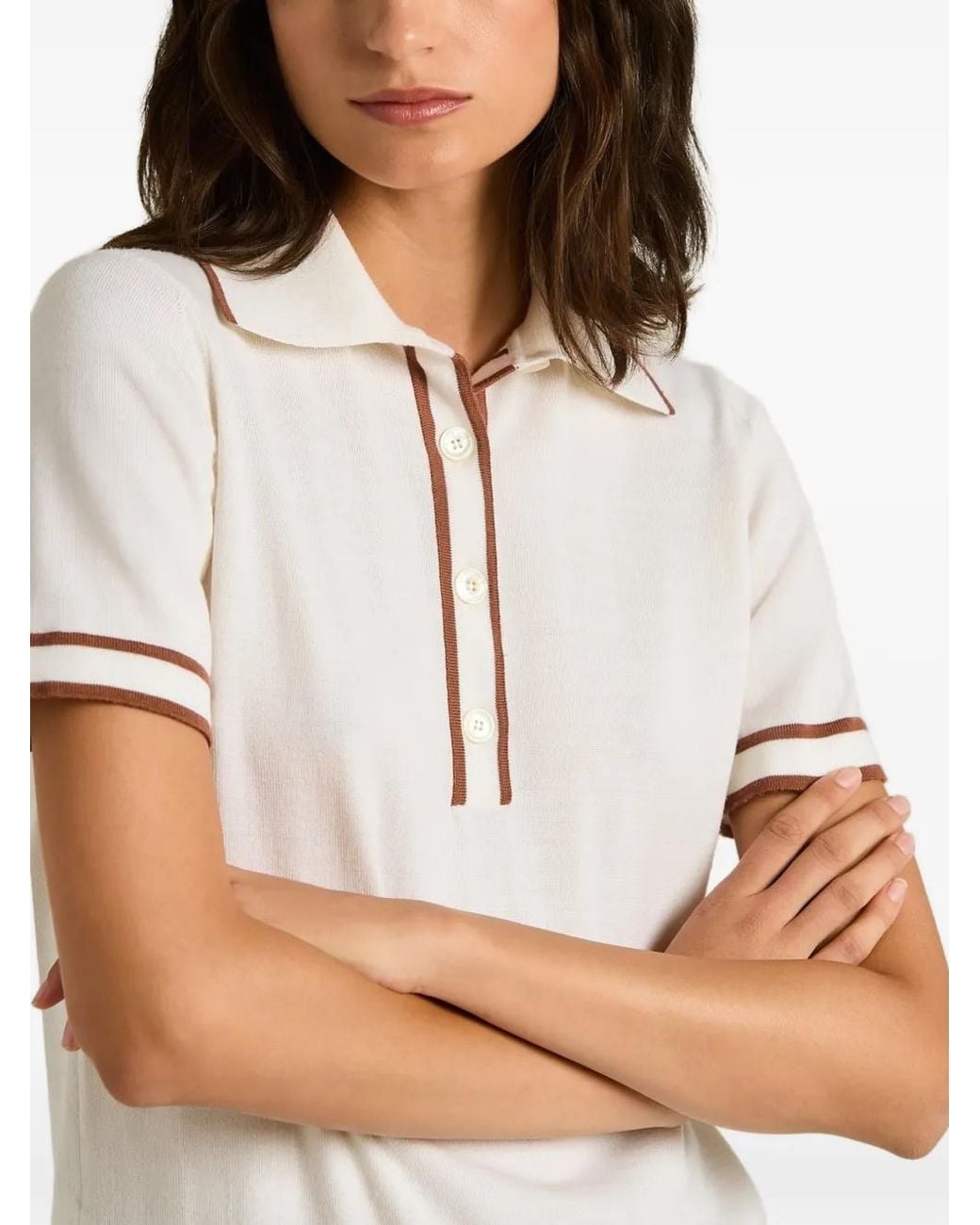 Kiton White Contrast-Trim Worsted-Wool Polo Shirt
