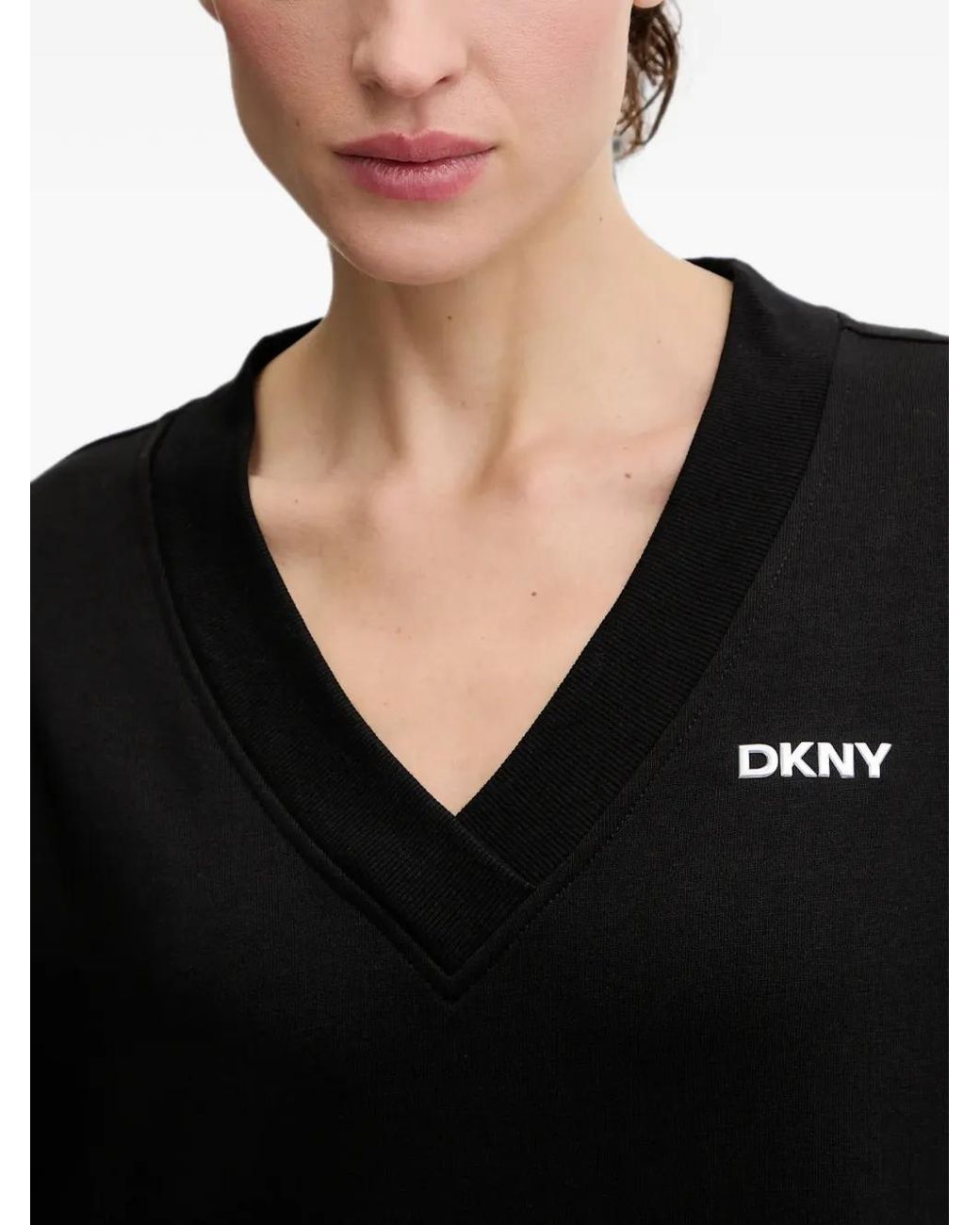 DKNY Black V-Neck Sweatshirt