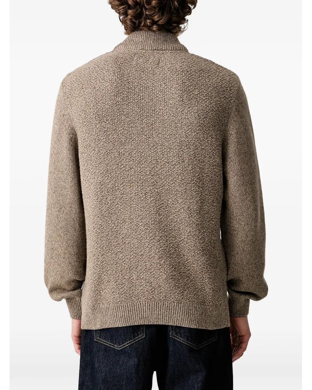 Barbour Brown Half-Zip Textured-Knit Sweater for men