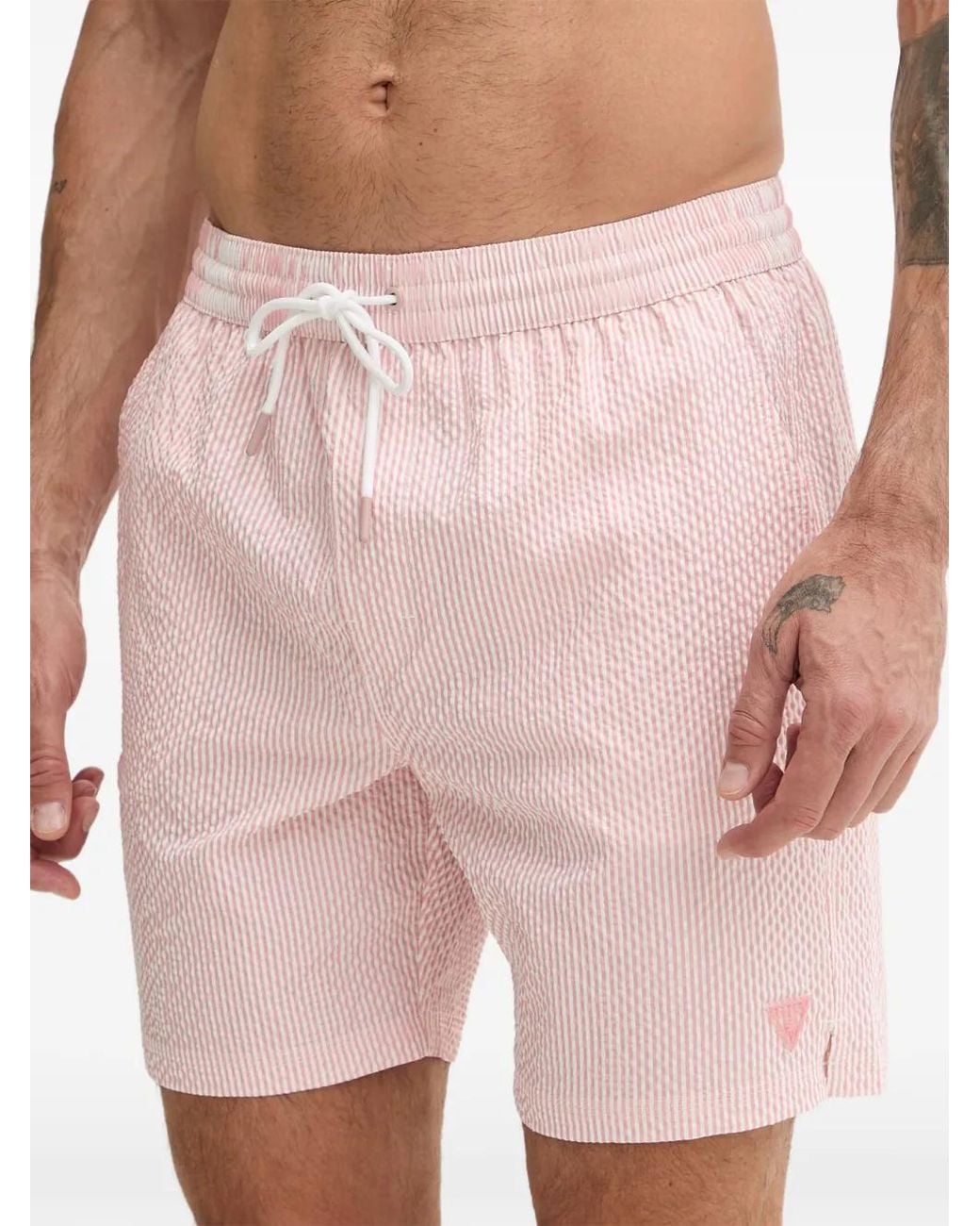 Guess Pink Stretch Swim Trunks for men
