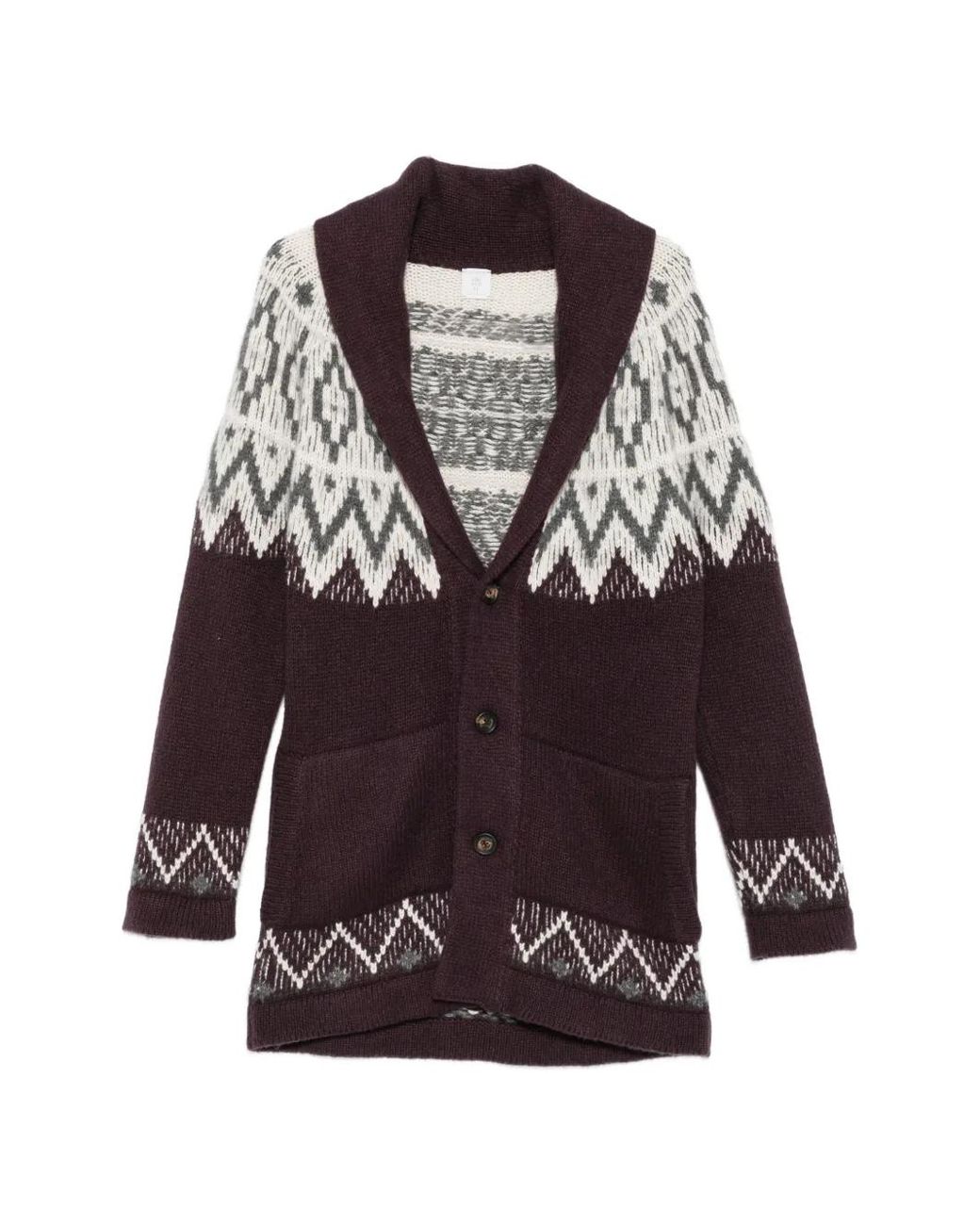 Eleventy Purple Fair Isle Shawl-Collar Cardigan for men