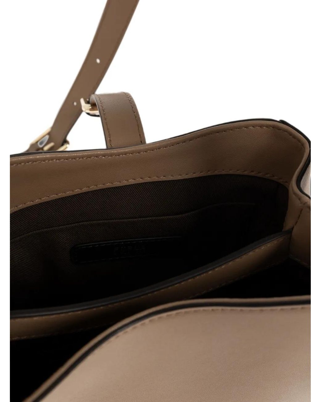Furla Brown Mini Dora Buckle-Strap Leather Shoulder Bag