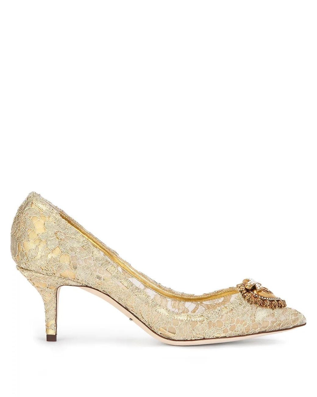 Dolce & Gabbana Natural Embellished Lace Pumps
