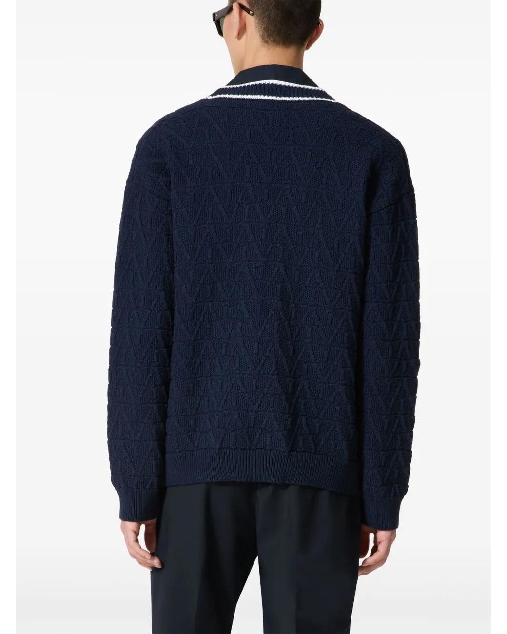 Valentino Garavani Blue Toile Iconographe Cotton Cardigan for men