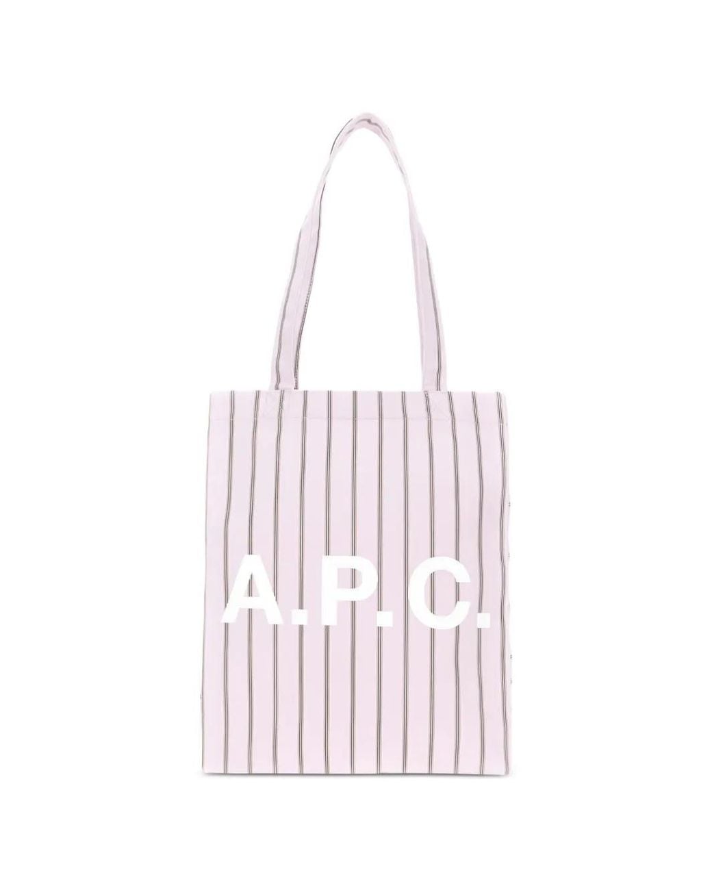 A.P.C. Pink Striped Logo-Print Tote Bag