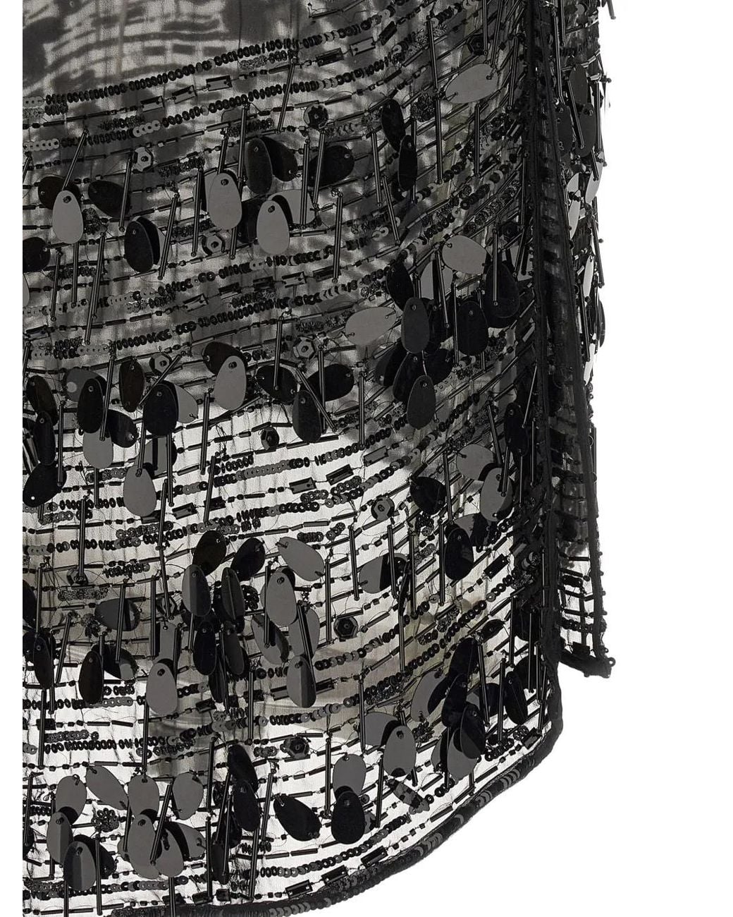 Lanvin Gray Sequin-Embellished Embroidered Mini Dress