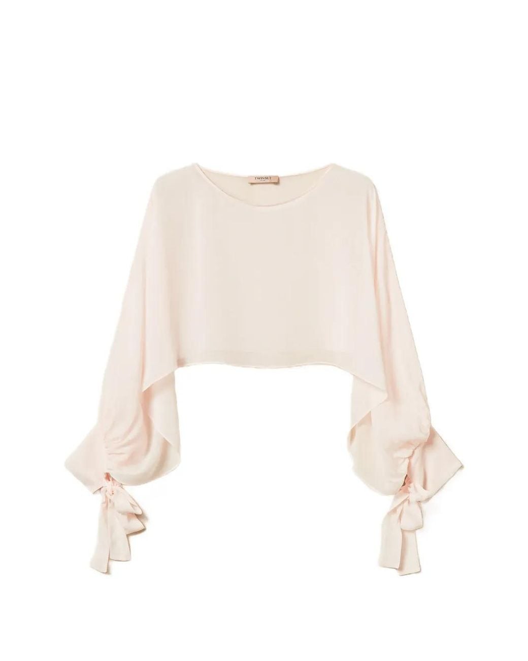 Twinset White Bow-Detail Cropped Blouse
