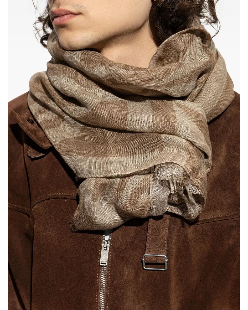 Moschino Brown Logo-Detail Scarf