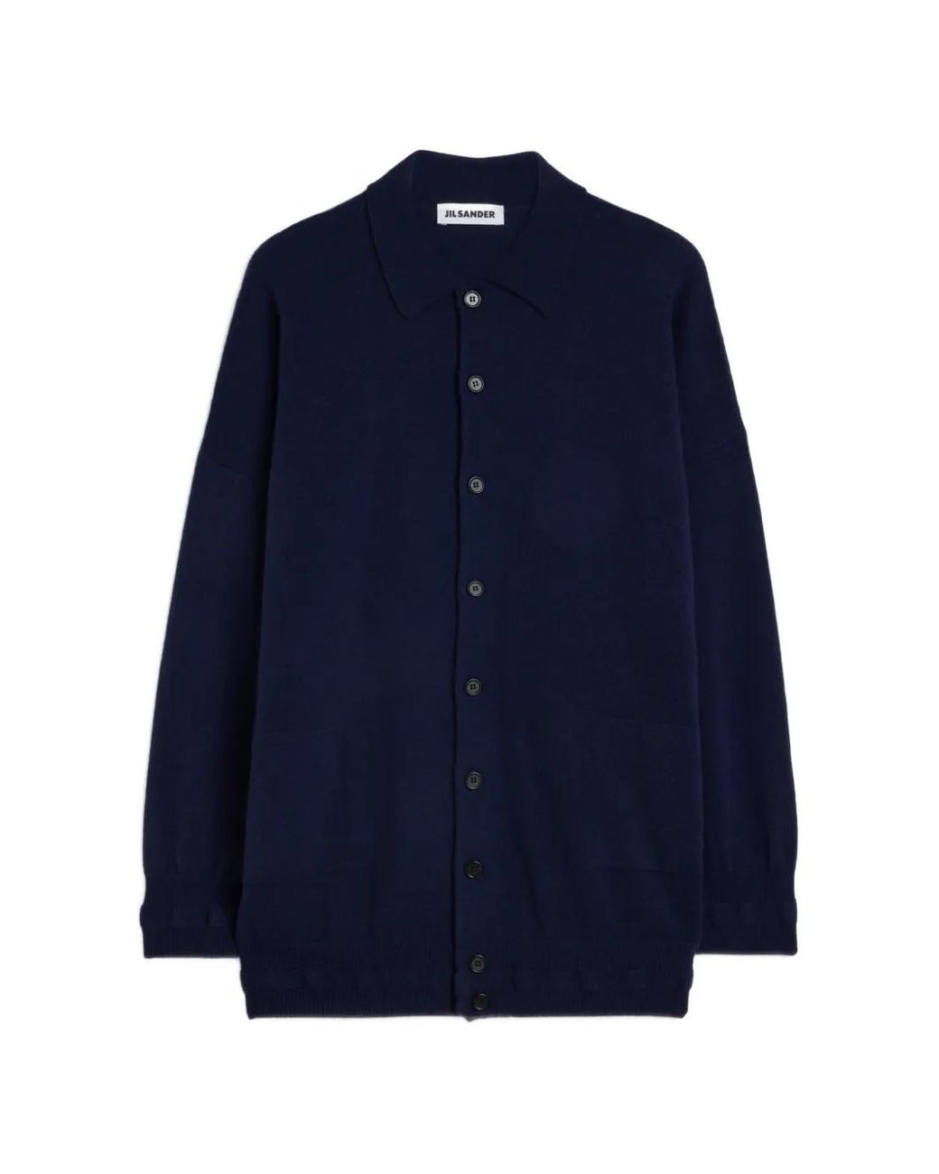 Jil Sander Blue Cashmere Polo Cardigan for men