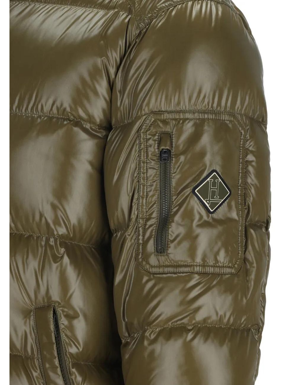 Herno Green Quilted Hooded Down Jacket for men
