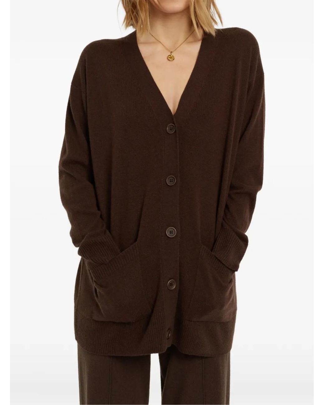 Chinti & Parker Brown Basics Button-Fastening V-Neck Cardigan