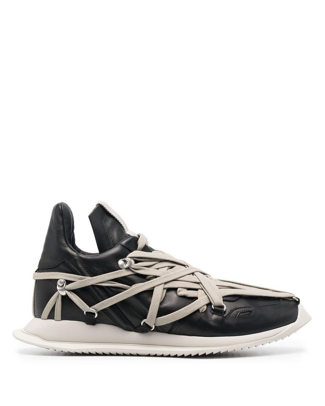 Rick Owens Layered-lace Detail Trainers in Black for Men - Lyst