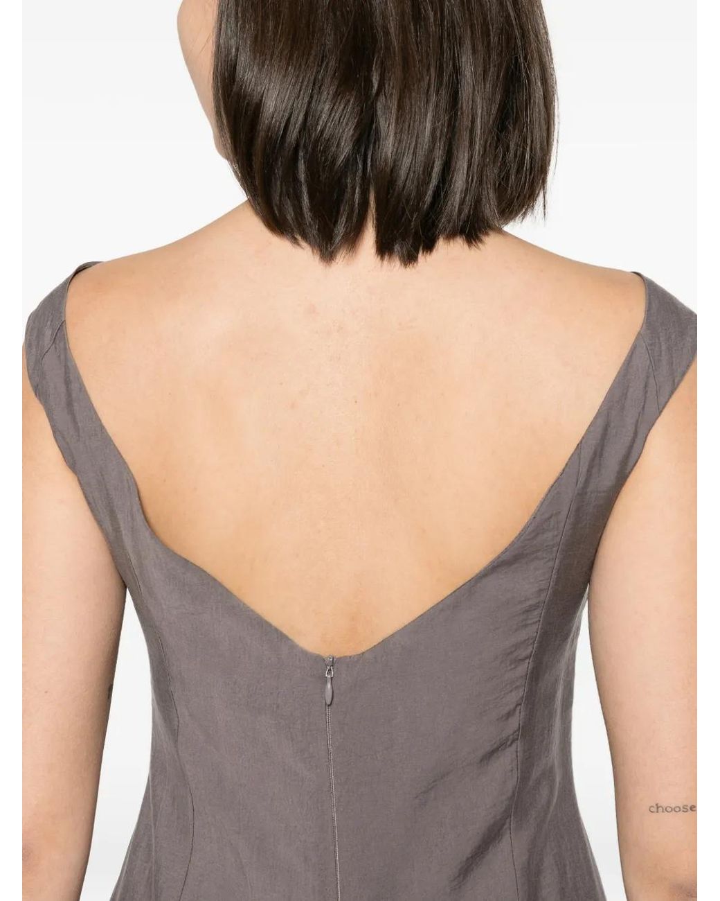 Collection Privée Gray Lizza Boat-Neck Flared Midi Dress