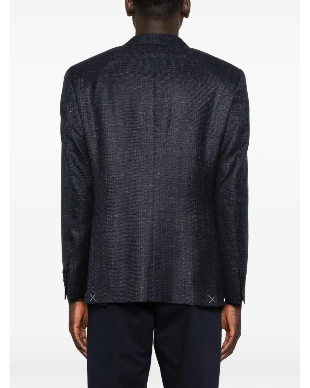 Canali Blue Check-Pattern Single-Breasted Blazer for men