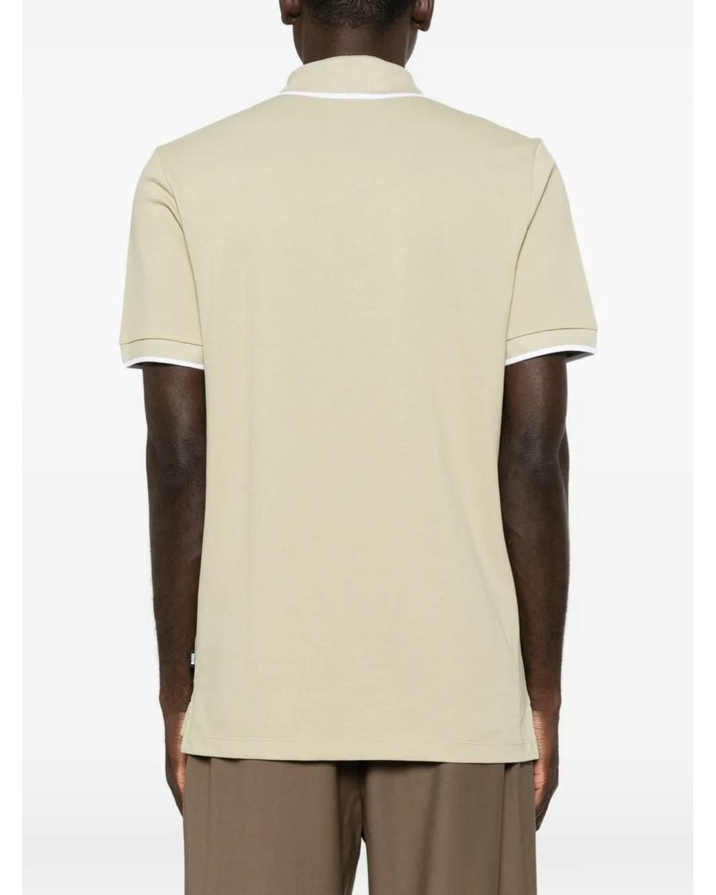 Boss Natural Parlay 190 Logo-Print Tipped Polo Shirt for men