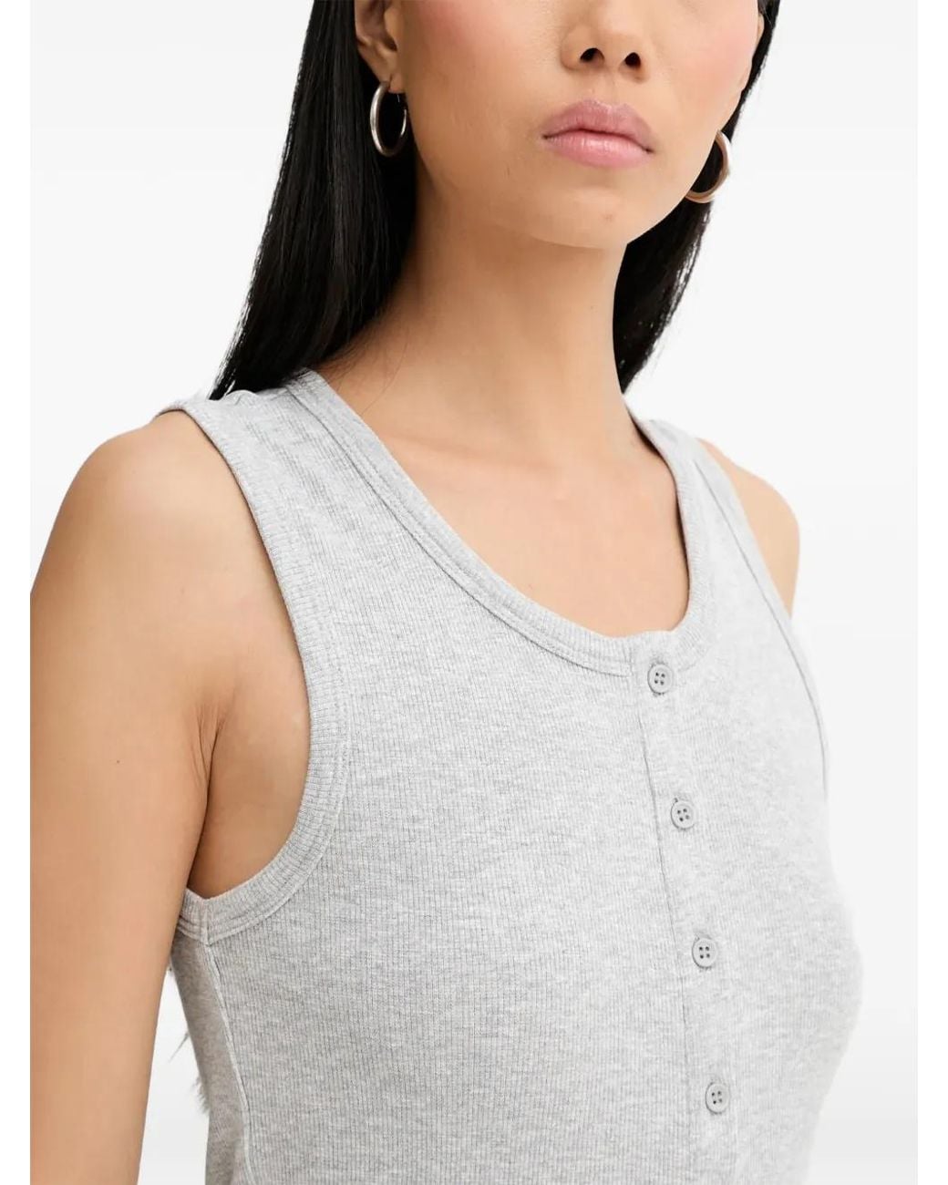 Munthe Blue Boma Half-Button Tank Top