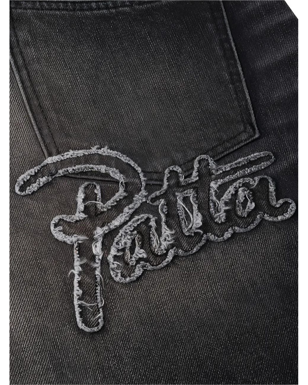 PATTA Black Whiskered Logo-Patch Jeans for men