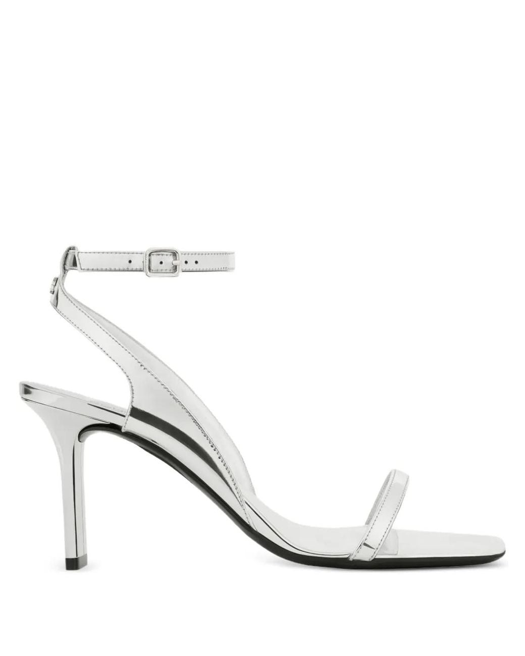 Courreges White 80Mm Mirror-Effect Buckle Sandals