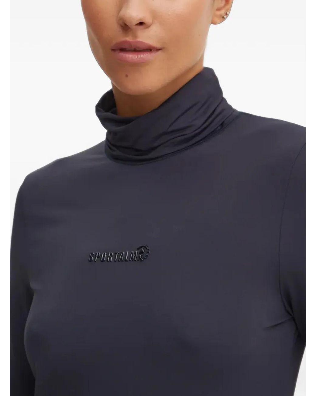 Sportalm Blue Logo-Print High-Neck Top