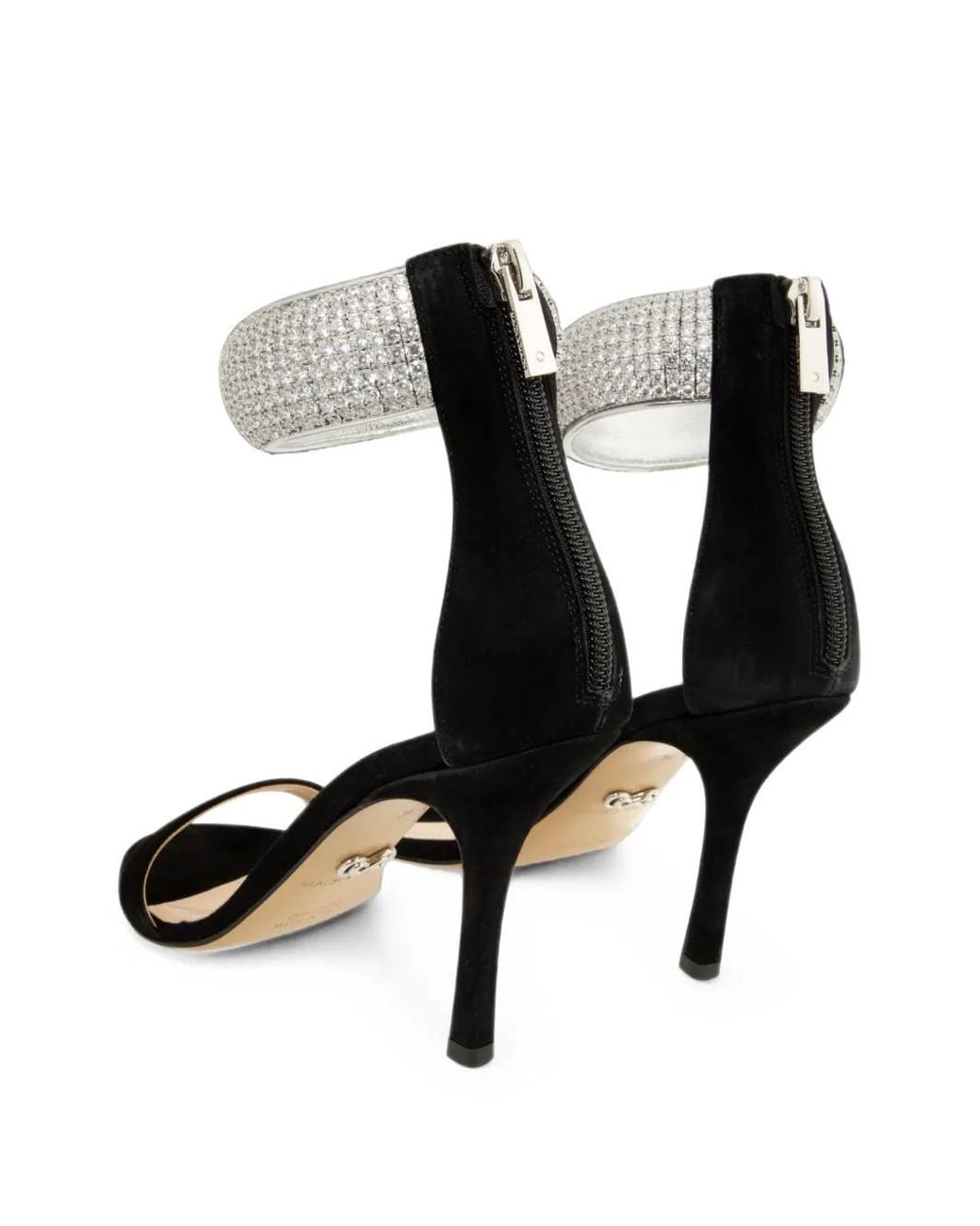 Mach & Mach Black She's A Lady Crystal-Embellished Sandals