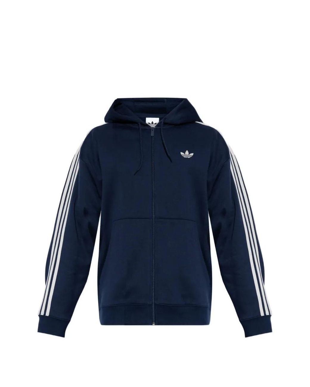 Adidas Blue Logo-Embroidered Hoodie for men