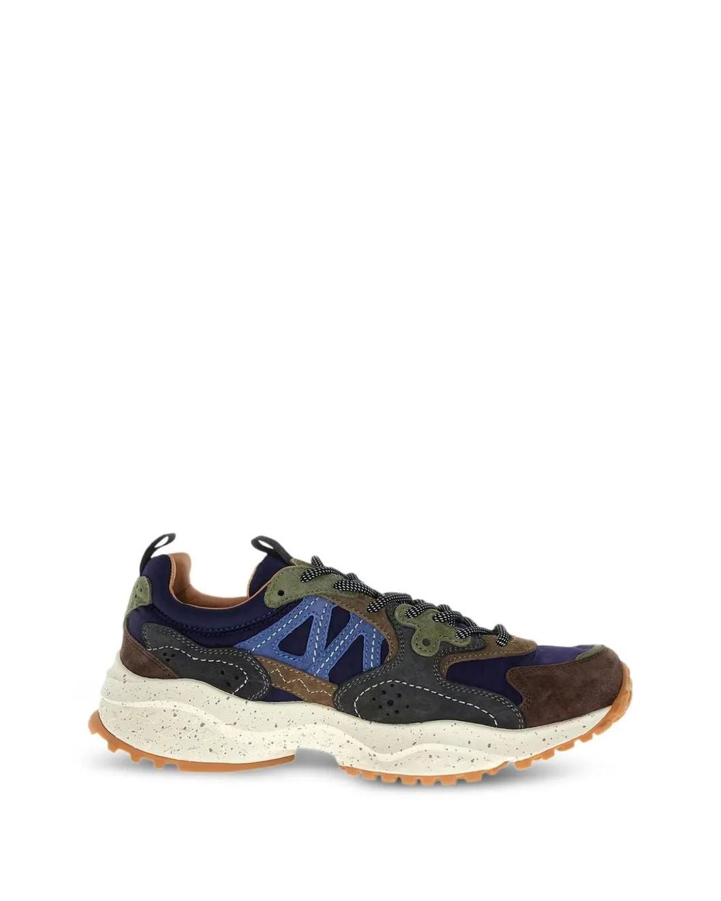 Flower Mountain Blue Panelled Lace-Up Sneakers for men