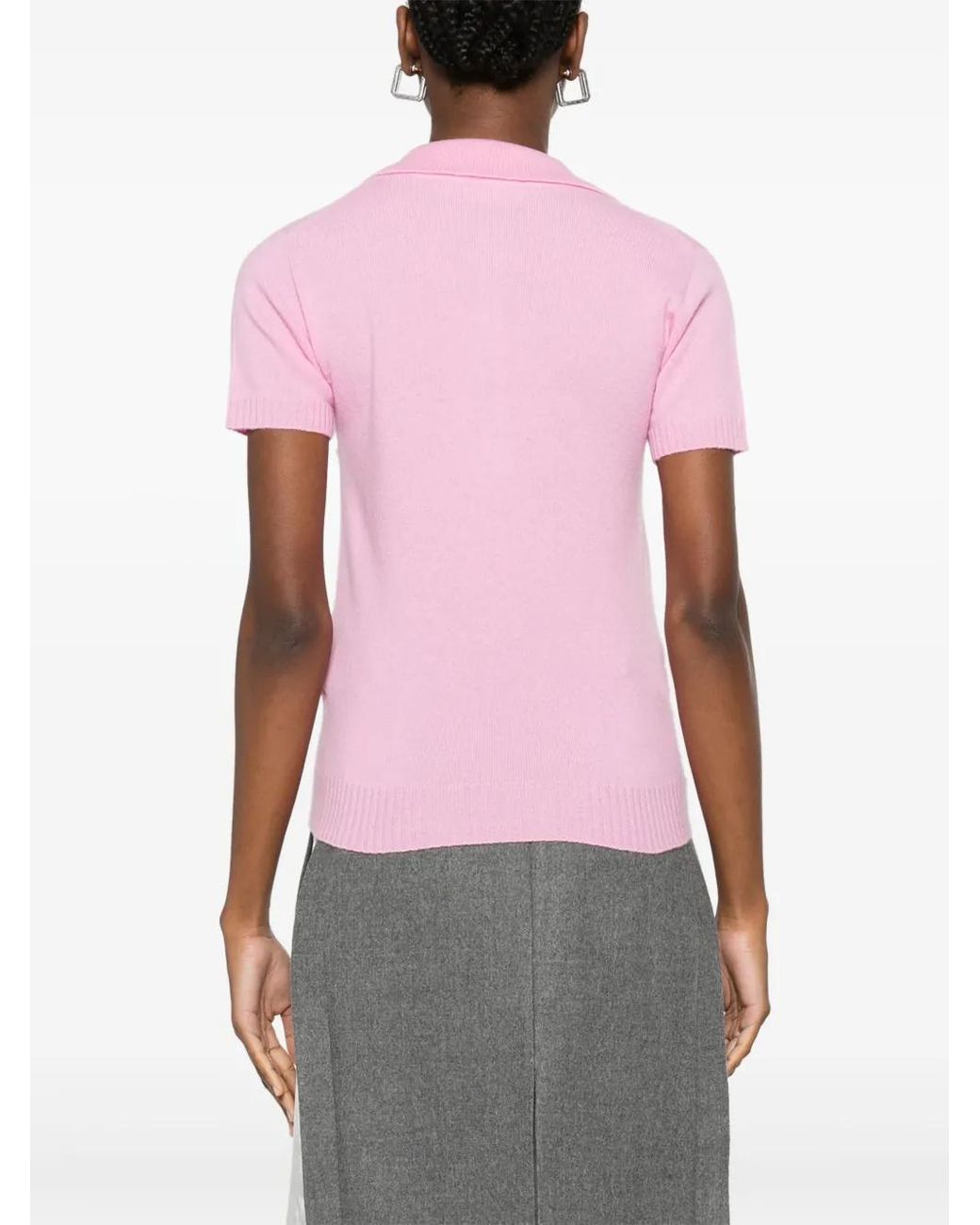 Blumarine Pink Logo-Appliqué Polo Top
