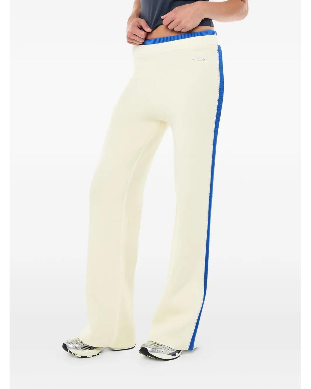P.E Nation White Striped Knit Track Pants