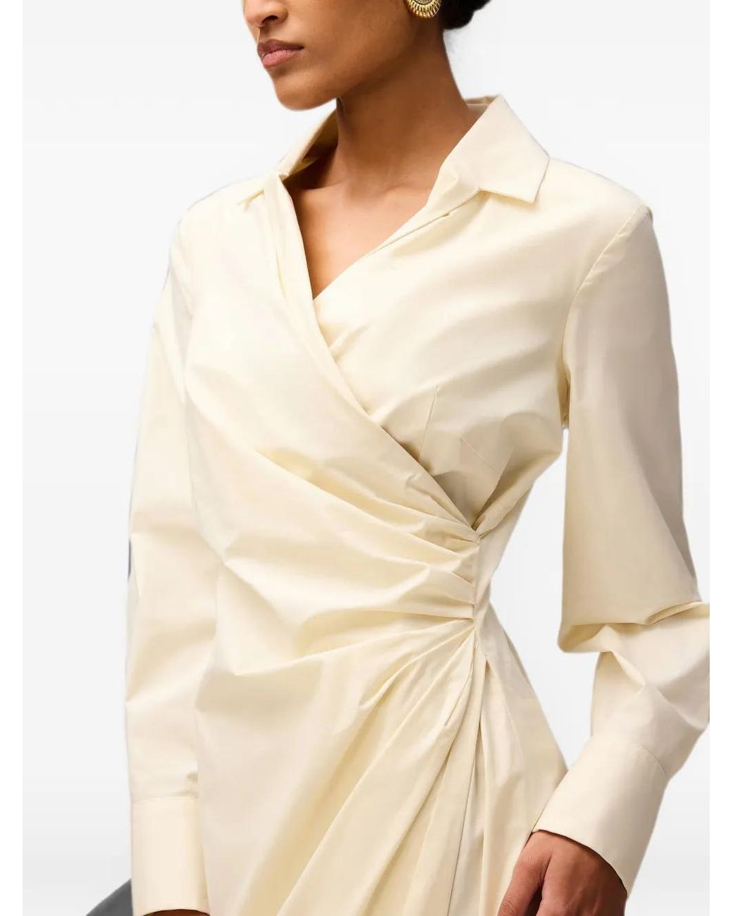 RETORI White Draped Cotton-Poplin Midi Dress