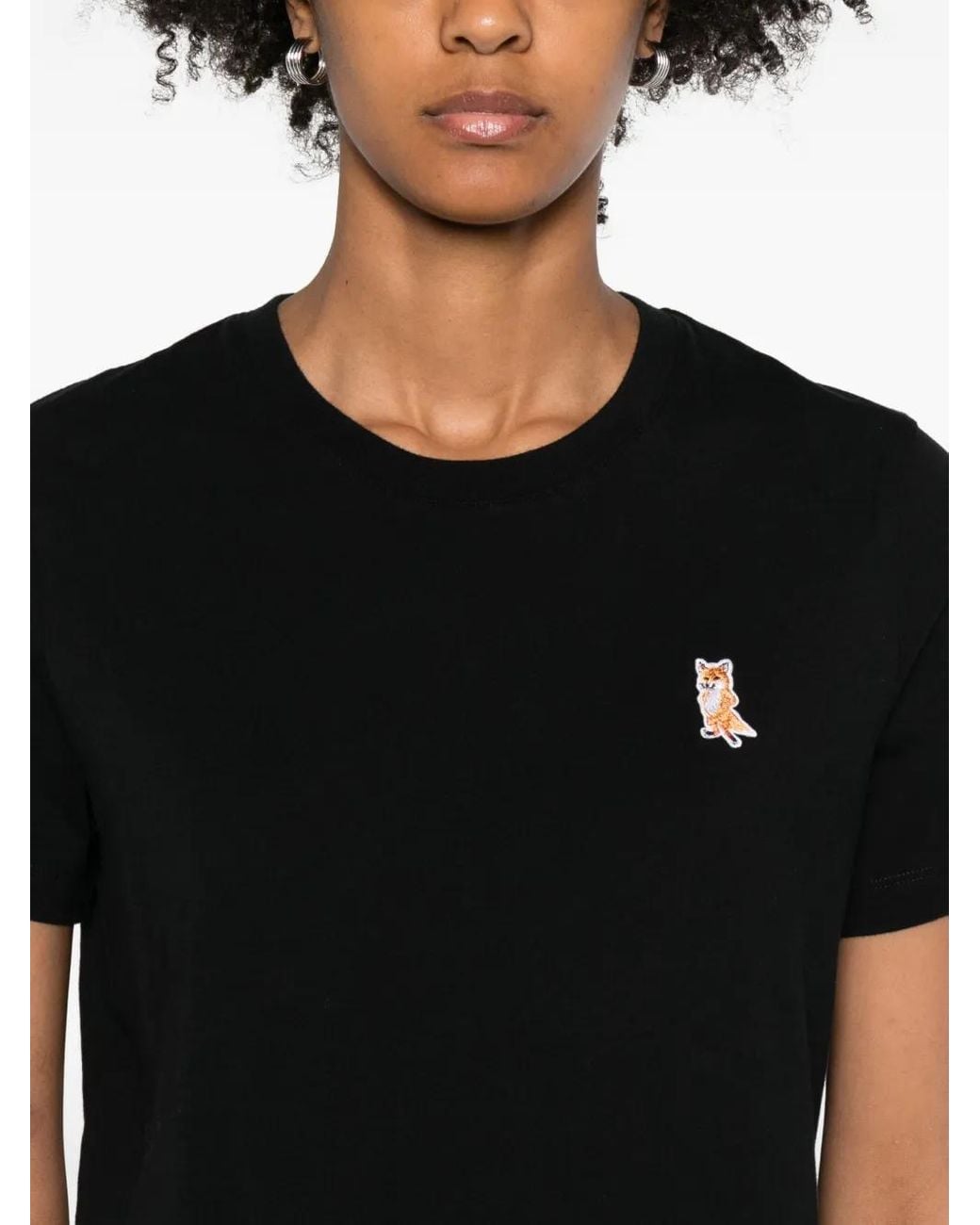 Maison Kitsuné T-Shirt Met Borduurwerk in het Black