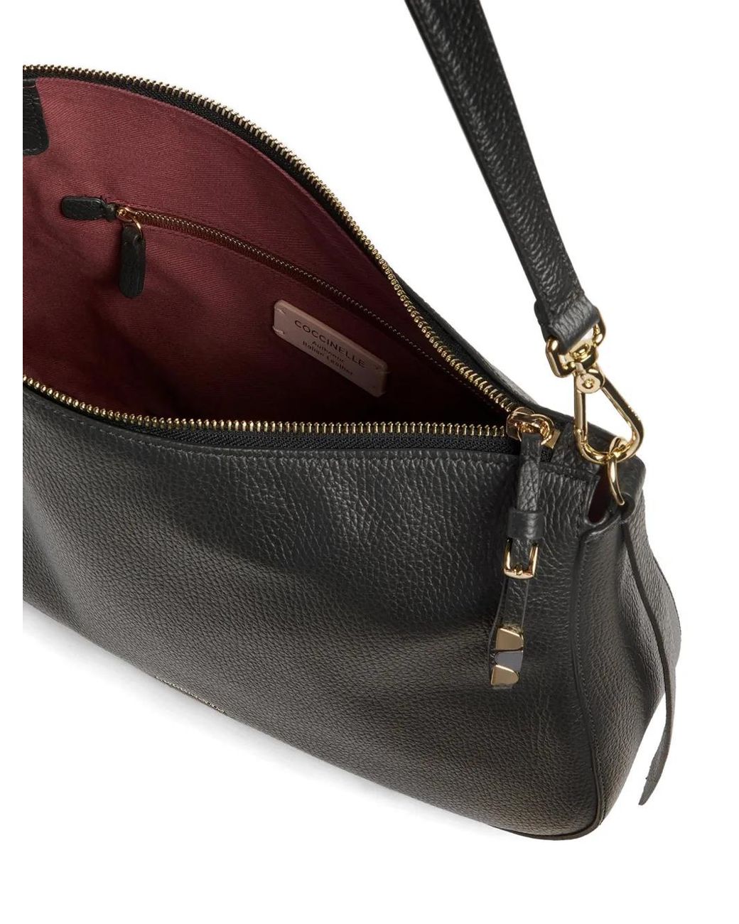 Coccinelle Black Medium Nory Grainy Leather Shoulder Bag