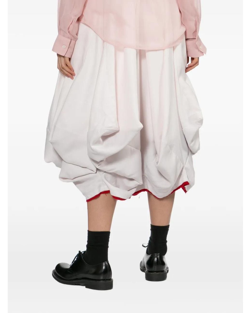 Comme des Garçons White Ruffled Midi Skirt