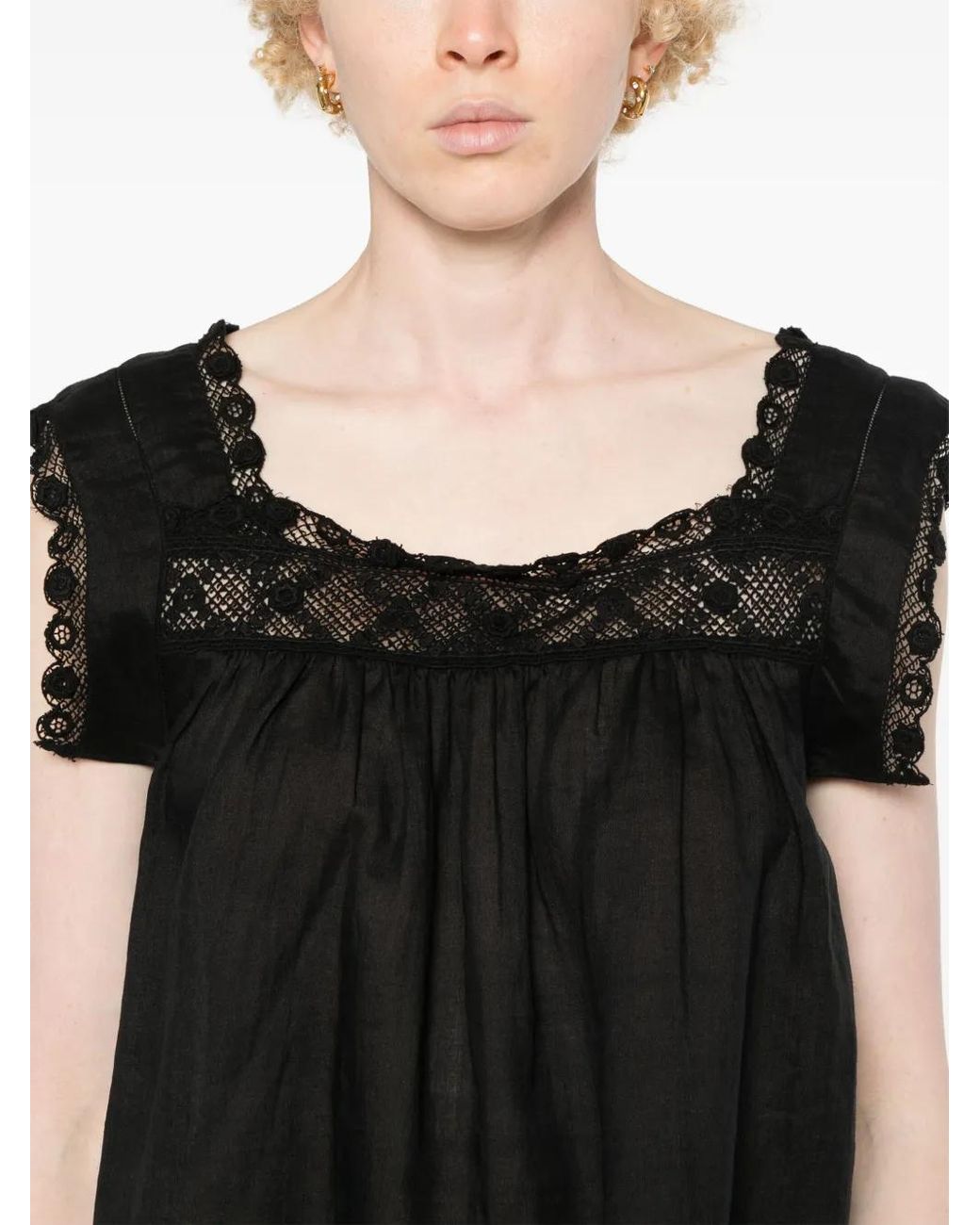 Doen Black Almadia Lace-Trim Dress