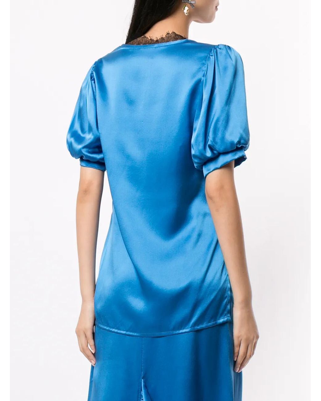 Macgraw Blue Shadow Lace-Detail Blouse