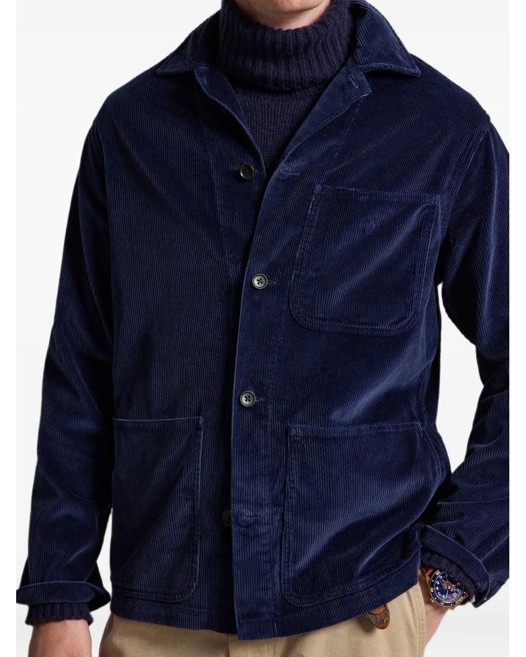 Polo Ralph Lauren Blue Corduroy-Textured Shirt Jacket for men