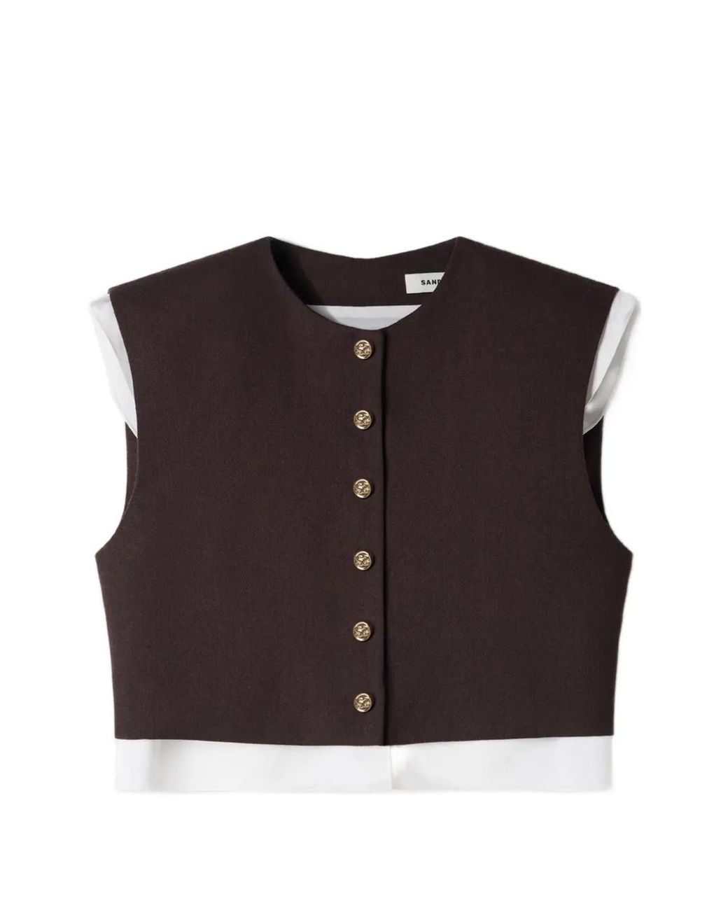 Sandro Brown Cropped Layered-Detail Top