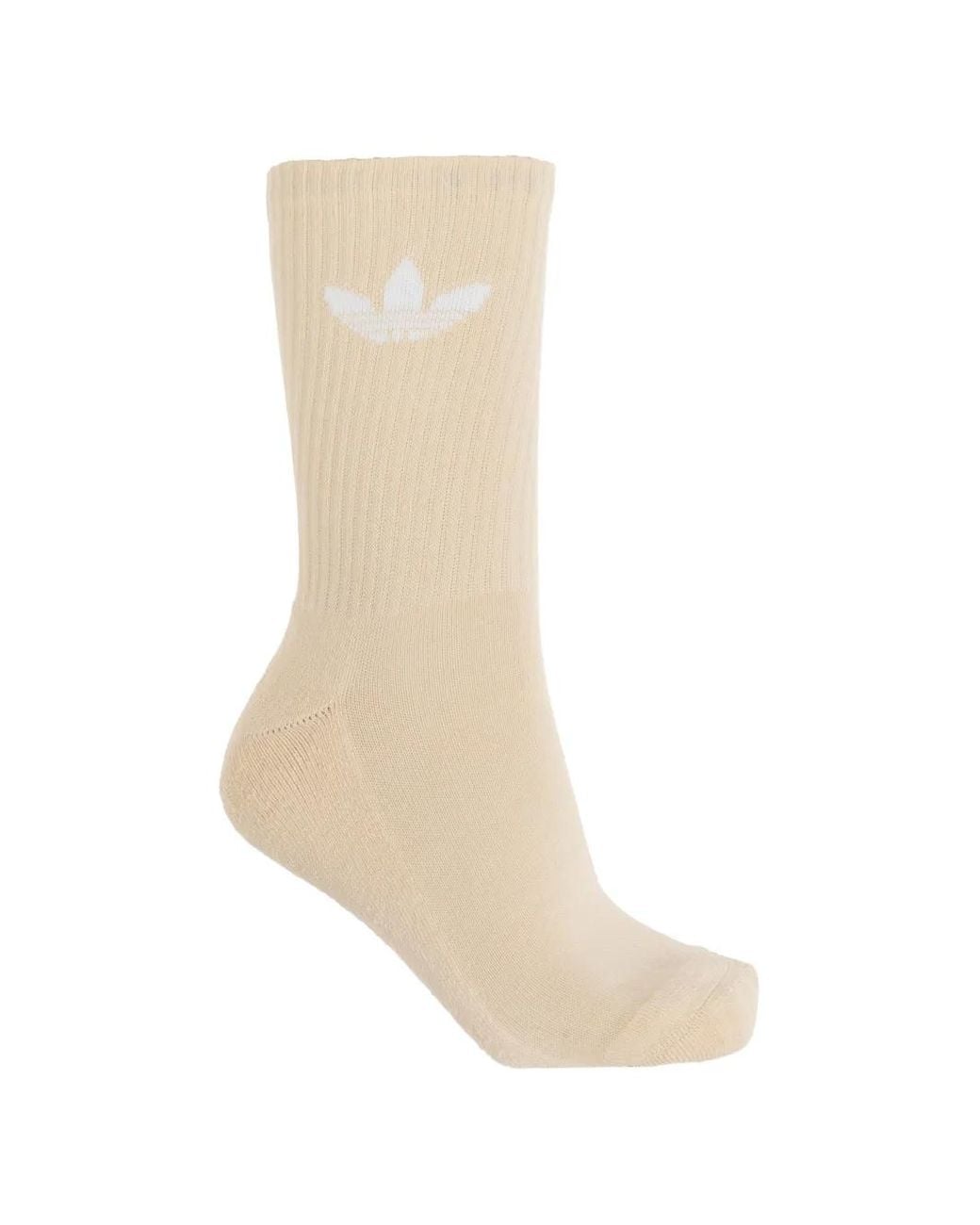 Adidas White Trefoil Cushion Crew Socks (Set Of Six) for men