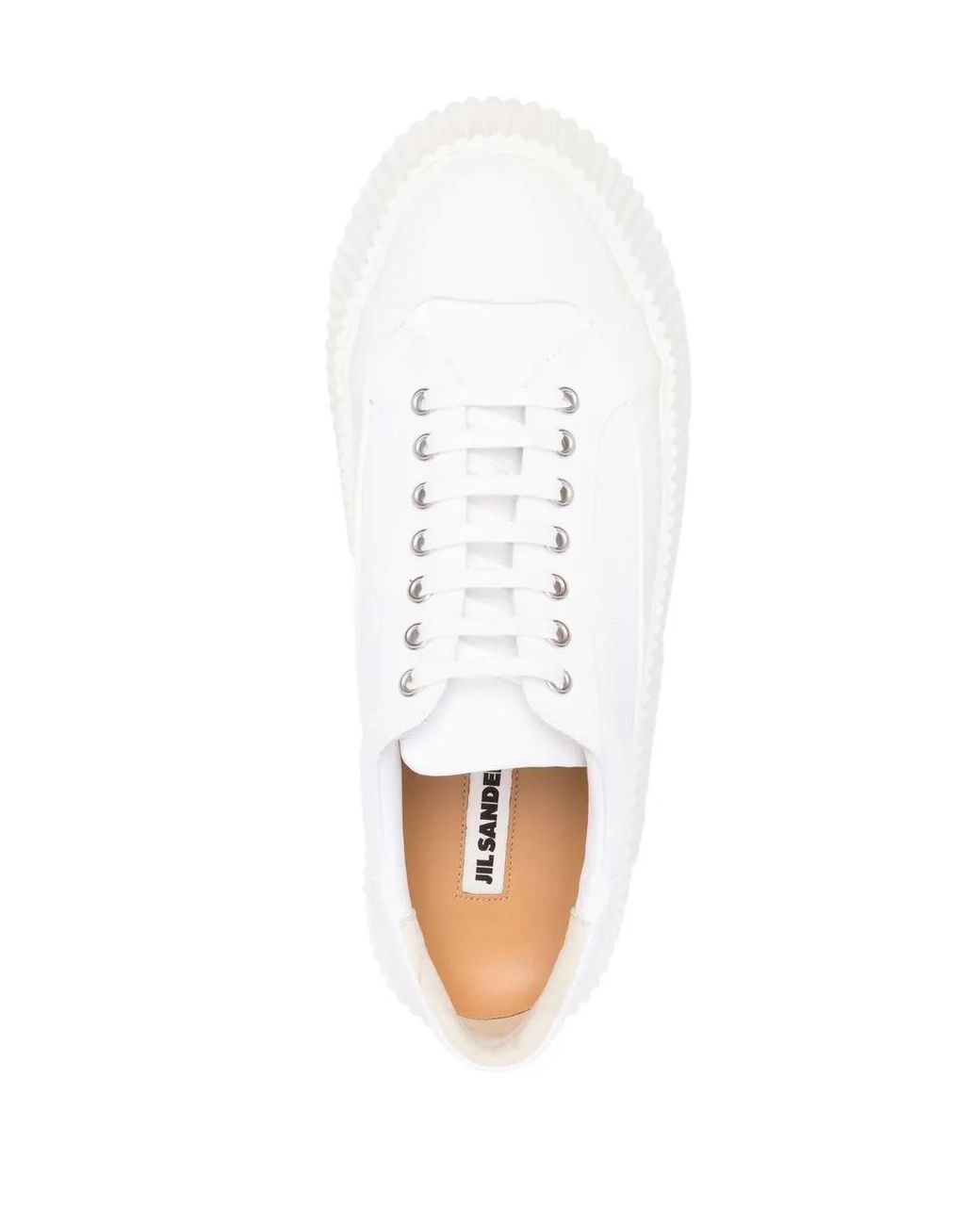 Jil Sander White Recycled Canvas Platform Low Top Sneakers for men