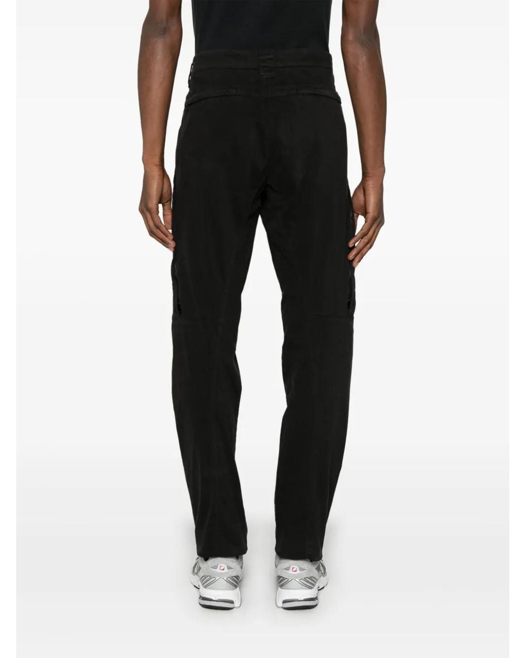 C P Company Black Tapered-Leg Trousers for men