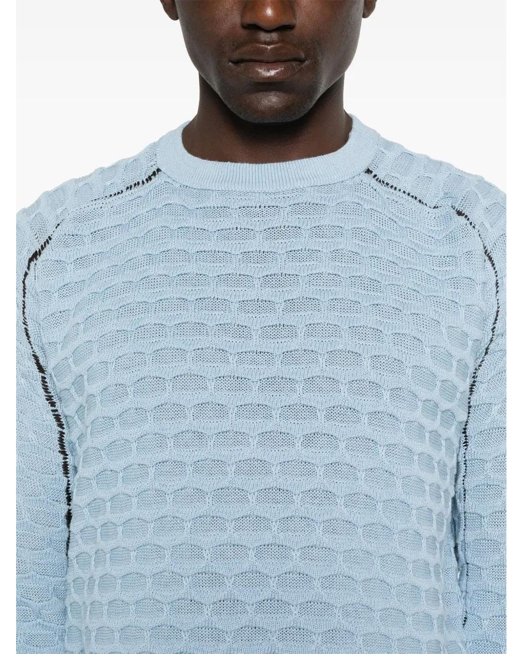 Isa Boulder Blue Crew-Neck Sweater for men