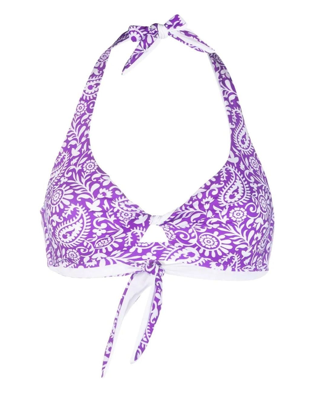 Mc2 Saint Barth Purple Paisley-Print Twist Bikini Top
