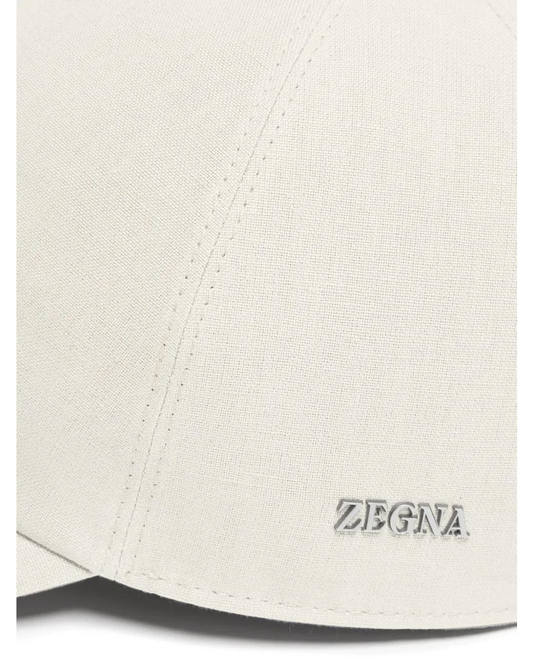 Zegna White Oasi Lino Baseball Cap for men
